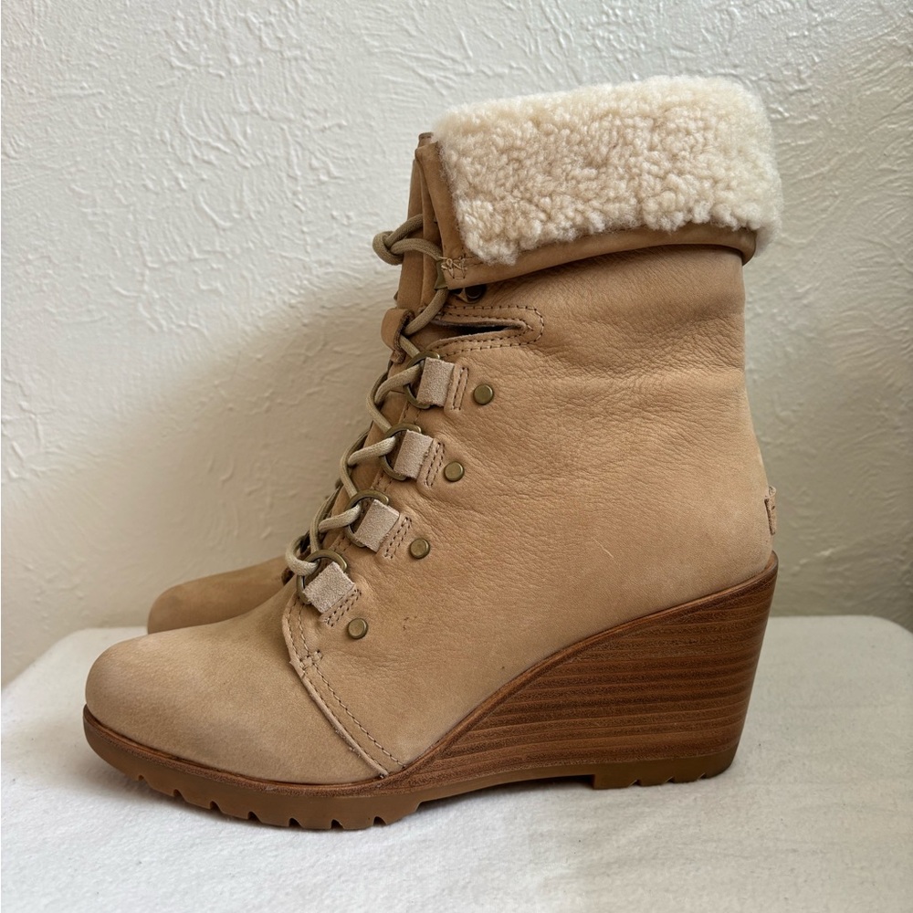 Sorel After Hours Lace-Up Faux-Shearling Boots